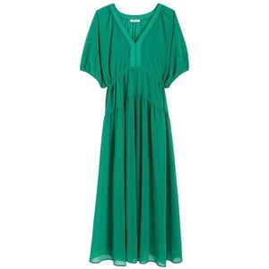 Madewell Sheer V-Neck Dolman Sleeve Maxi Dress‎ Verdant Green Size XL NWT